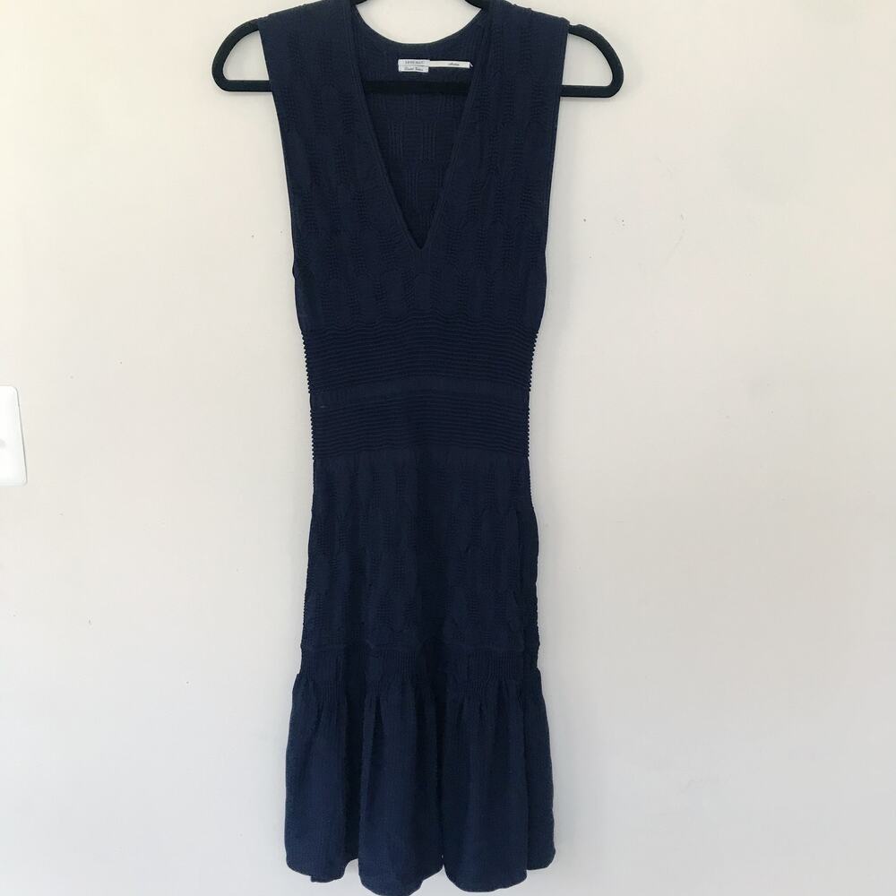 Leon Max Knit Ribbed Fit and Flare Black Sleeveless Dress Women's Size M
